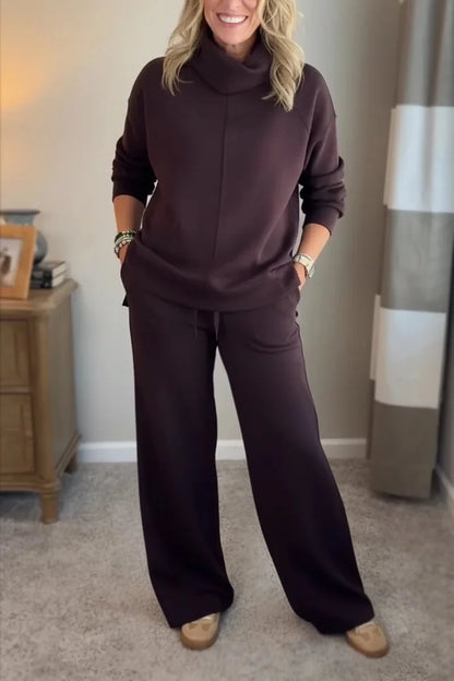 ✨ Komplet Julia™ – damski zestaw 2-częściowy z golfem i luźnymi spodniami