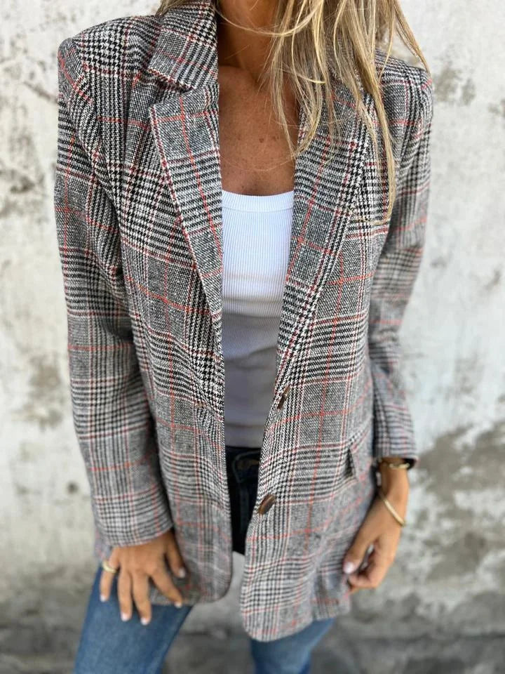 🌟 Stylowa i elegancka kurtka w kratę z klasycznymi klapami