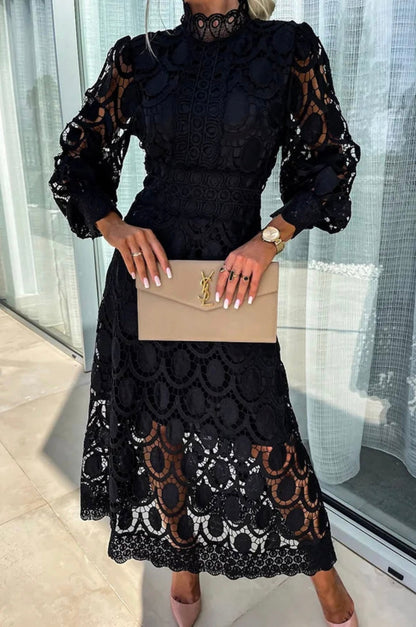 Krajka™ | Elegantní midi šaty s krajkovým vzorem