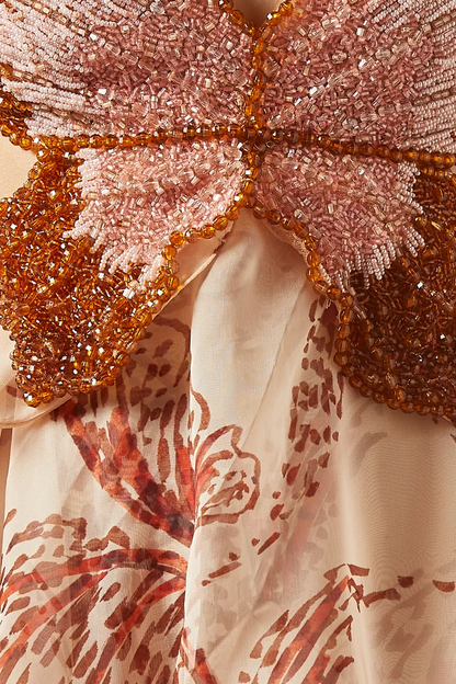 Papillon™ | Sukienka maxi z gorsetem w kształcie motyla i kaskadą falban