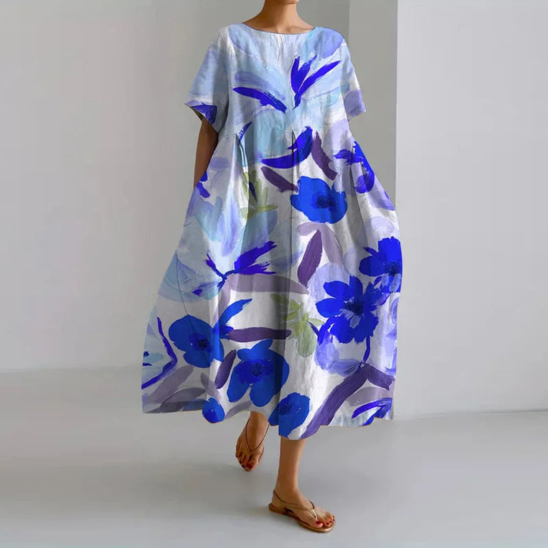 Valentina™ | Artystyczna sukienka maxi w malowane kwiaty