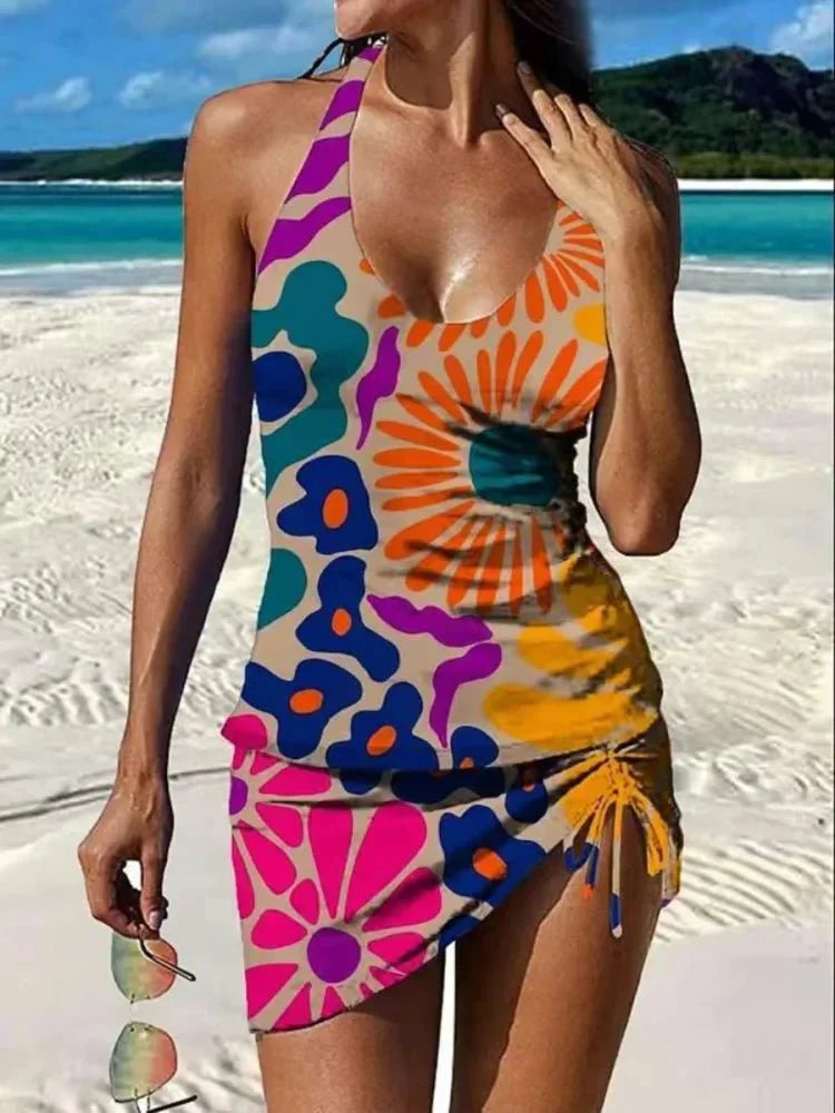 Fiesta™ | Tankini z graficznym kwiatowym nadrukiem i wyszczuplającymi szortami