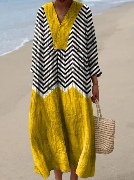 Zara™ | Boho sukienka maxi w geometryczny wzór zygzak