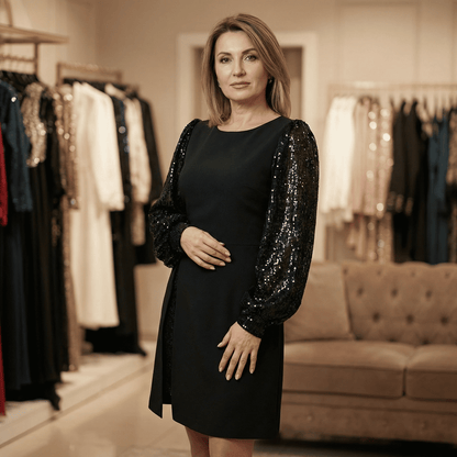 Anna™ | Elegancka sukienka z połyskującymi bufiastymi rękawami